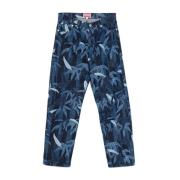 Indigo Blauwe Knoop Fly Jeans Kenzo , Blue , Heren