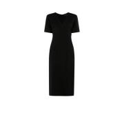 V-hals Jurk met Korte Mouwen Roberto Cavalli , Black , Dames