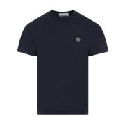 Navy Blauw Crew Neck T-Shirt Stone Island , Blue , Heren