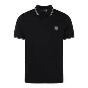 Logo Polo Shirt met Contrasterende Randen Stone Island , Black , Heren