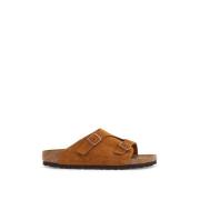 Suede Slippers met Verstelbare Riemen Birkenstock , Brown , Dames