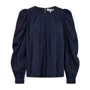 Elegante Plooi Blouse Navy Co'Couture , Blue , Dames