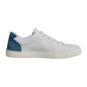 Wit Blauw Leren Lage Sneakers Dolce & Gabbana , White , Dames