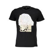 Zwart Katoenen Bedrukt Logo T-Shirt Cavalli Class , Black , Heren