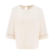 Zijden Jersey Juweel Detail Sweater Peserico , Beige , Dames