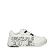 Witte Leren Sneakers met Logo Print Versace Jeans Couture , White , He...