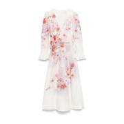 Bloemen Linnen Midi Jurk Zimmermann , White , Dames