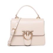 Witte Love-tas met Diamantgesp Pinko , Beige , Dames