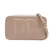 Taupe Leren Schoudertas met Gouden Rits Dolce & Gabbana , Brown , Dame...