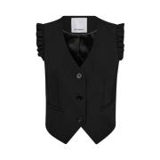 Gerimpelde Kleermaker Vest in Zwart Co'Couture , Black , Dames