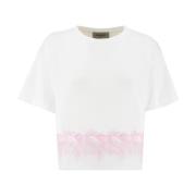 Bloemenkant T-Shirt Ermanno Scervino , White , Dames