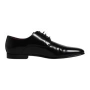 Zwarte Leren Lace-Up Derby Schoenen Dolce & Gabbana , Black , Heren