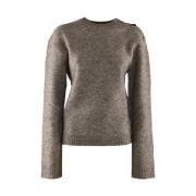 Wollen trui met juweelknopen N21 , Gray , Dames