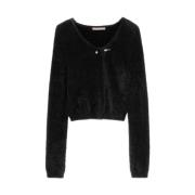 Fluffy Cardigan met Juweel Sluiting Pennyblack , Black , Dames