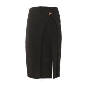 Korte polyester rok met zijsplit Simona Corsellini , Black , Dames