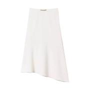 Asymmetrische Crepe Rok met Kettingdetail Twinset , White , Dames