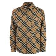 Wollen Check Overshirt Burberry , Beige , Heren