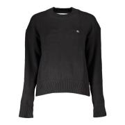 Zwarte Katoenen Top met Lange Mouwen Calvin Klein , Black , Dames