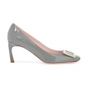 Grijze pumps van kalfsleer met gouden gesp Roger Vivier , Gray , Dames