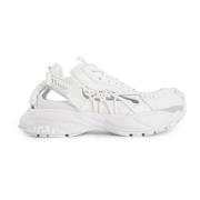 Witte Mesh Leren Touw Sneakers Versace , White , Dames