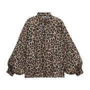 Leo Oversized Shirt Comfortabele Katoen SoSUE , Brown , Dames