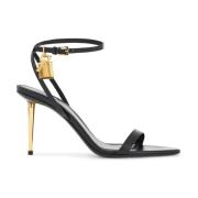 Zwarte Geitenleren Stiletto Sandalen Tom Ford , Black , Dames