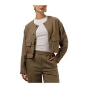 Chique Zwarte Jas voor Modieuze Vrouwen Moves , Beige , Dames