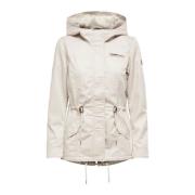 Beige Hooded Zip Blazer met Zakken Only , Beige , Dames