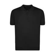 Katoenen Half-Zip Polo Shirt Kiton , Black , Heren