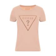 Roos Logo Katoenen T-shirt Guess , Pink , Dames