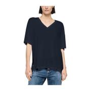 Katoenen V-hals T-shirt Dondup , Blue , Dames