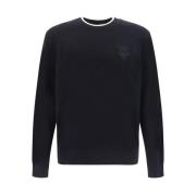 Monochrome Crew Neck Katoenen Trui Dolce & Gabbana , Black , Heren