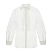 Zijden Mandarin Kraag Shirt Dolce & Gabbana , White , Dames