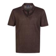 Linnen Polo Shirt Barba Napoli , Brown , Heren