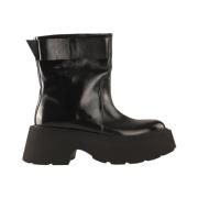 Leren enkellaarsjes met strikdetail N21 , Black , Dames