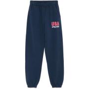 Donkerblauwe Elastische Katoenen Broek Sporty & Rich , Blue , Dames