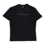 Zwart Logo Tee Korte Mouw Tommy Hilfiger , Black , Heren