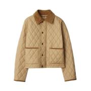 Beige Gewatteerde Buitenkleding Jas Burberry , Beige , Dames