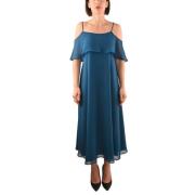 Luchtige Georgette Jurk met Gerimpelde Top Pennyblack , Blue , Dames