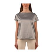 Vierkant gesneden satijnen T-shirt RRD , Gray , Dames