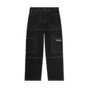 Zwarte Jeans met Geborduurd Logo Off White , Black , Heren