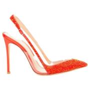 Pre-owned Satin heels Gianvito Rossi Pre-owned , Orange , Dames