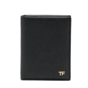 Zwarte Leren Vouwportemonnee Tom Ford , Black , Heren