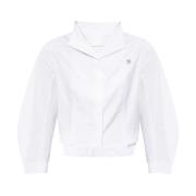 Puff Sleeve High-Low Blouse Givenchy , White , Dames