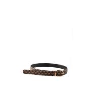 Leren riem met overal logo Emporio Armani , Brown , Dames