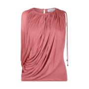 Draped Top in Litchi Stijl Lanvin , Pink , Dames