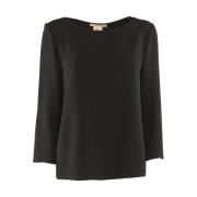 Viscose blouse met bicolour rugsplit Pennyblack , Black , Dames