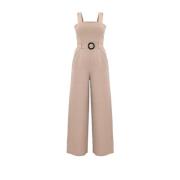 Linnen Jumpsuit Elastisch Bovenstuk Riem Kocca , Beige , Dames