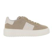 Suède Leren Veterschoenen Wit Bruin Hogan , Beige , Heren