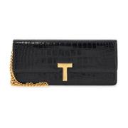 Luxe Krokodileffect Kalfsleren Clutch Tom Ford , Black , Dames